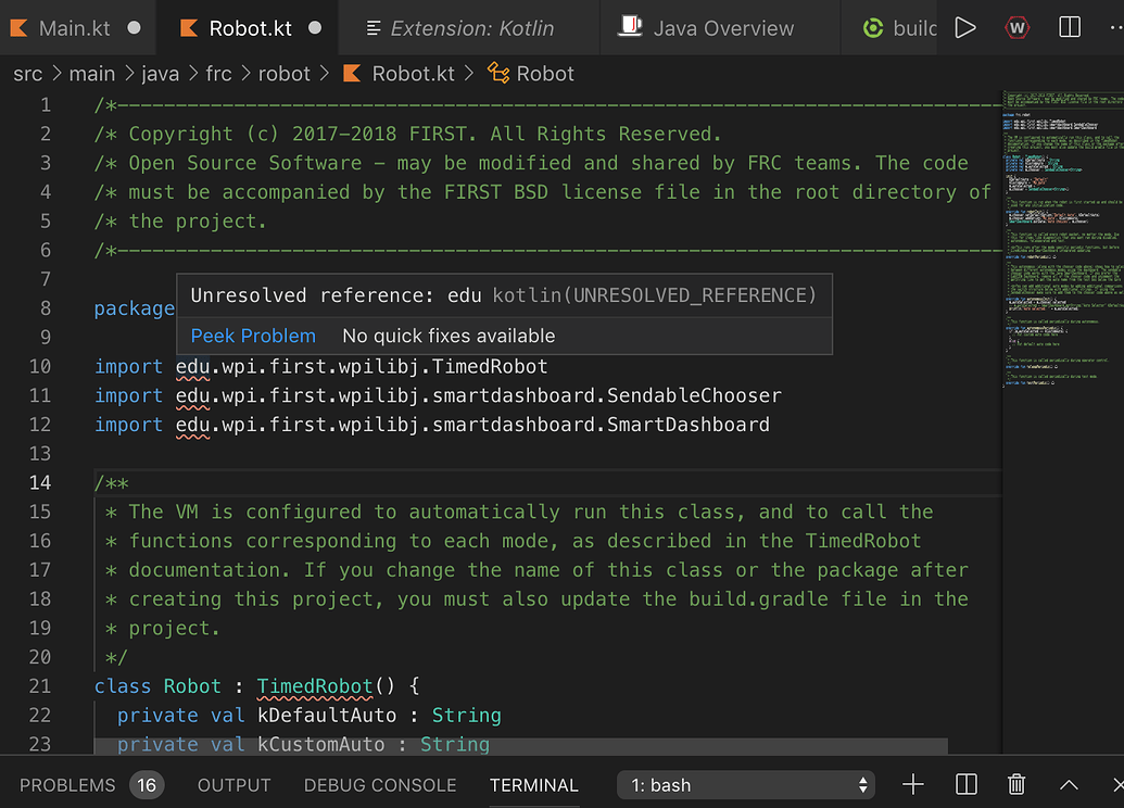 Errors importing WPILib packages using Kotlin in VSCode Programming