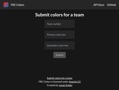 FRC Colors submission form