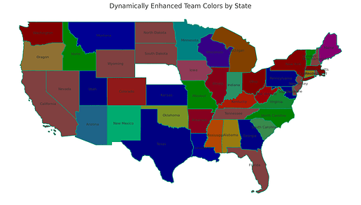 Enhanced™️ average primary color By state (minus overall average)