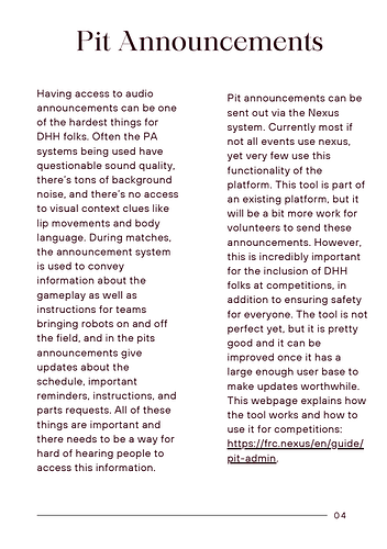 Pit announcements