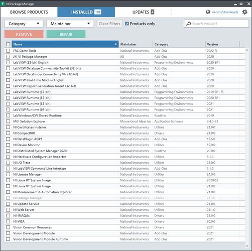 NI Package Mgr 2022