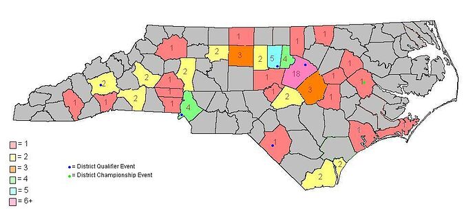 North Carolina FIRST Teams by County Map 2024