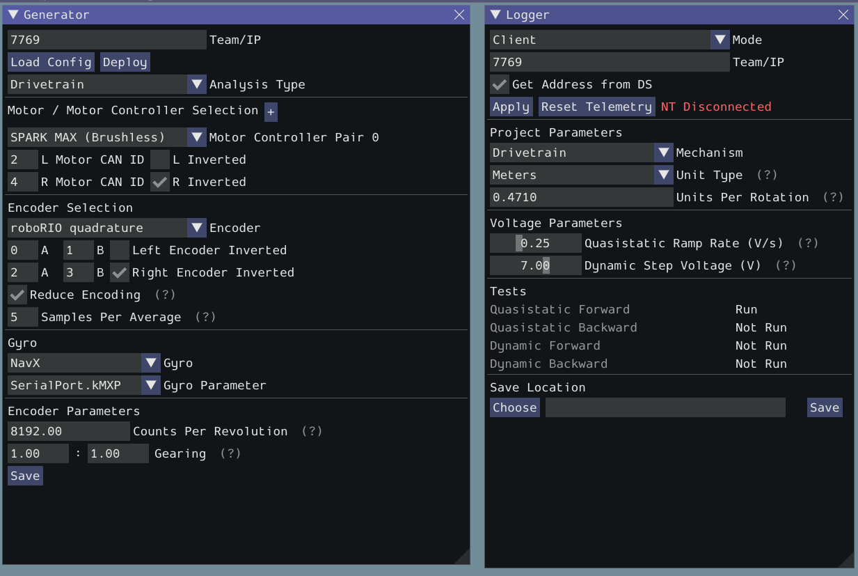 FRC Drivetrain Characterization Spark MAX Followers Programming