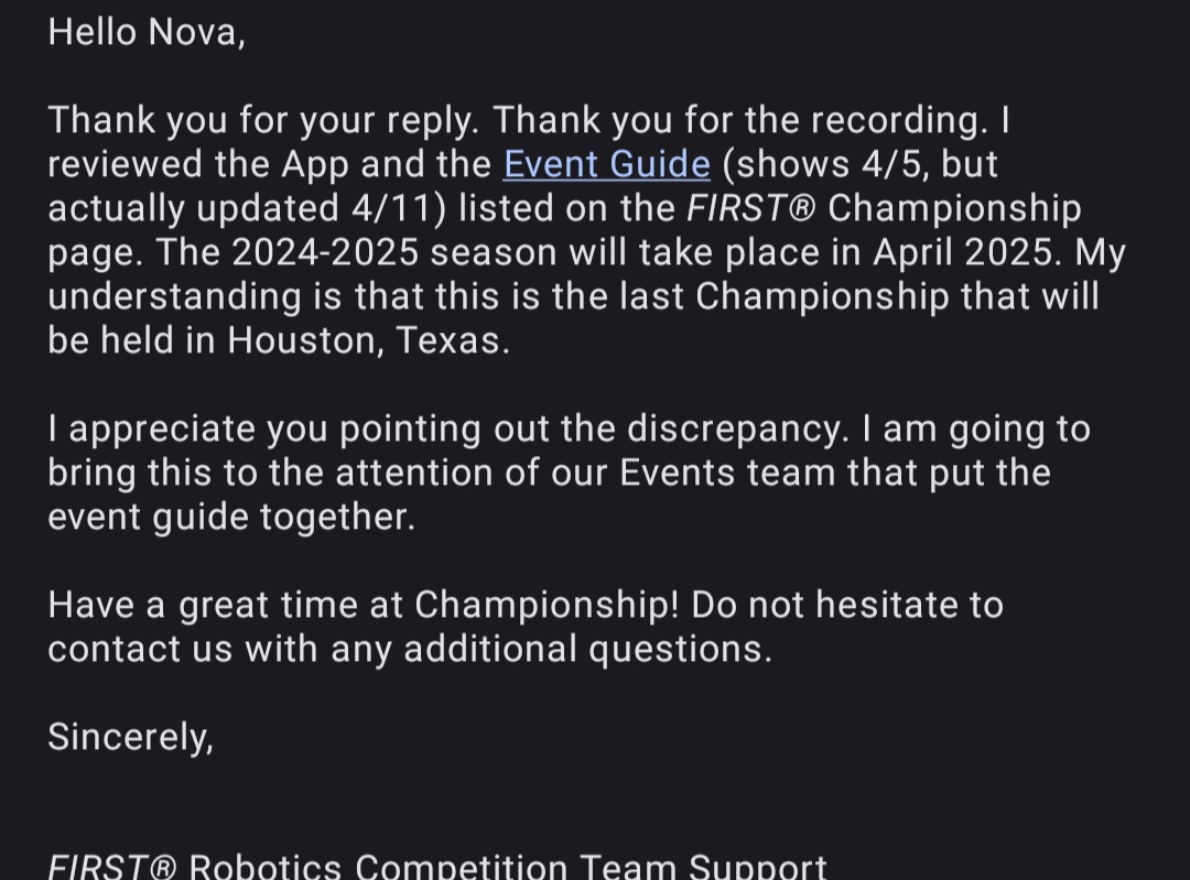 2025 Championship Appears to be Houston Only Championship Event