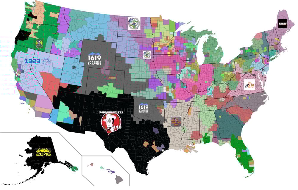 2024 Undefeated/Takeover FRC Maps (+ FRC USA County Density Map
